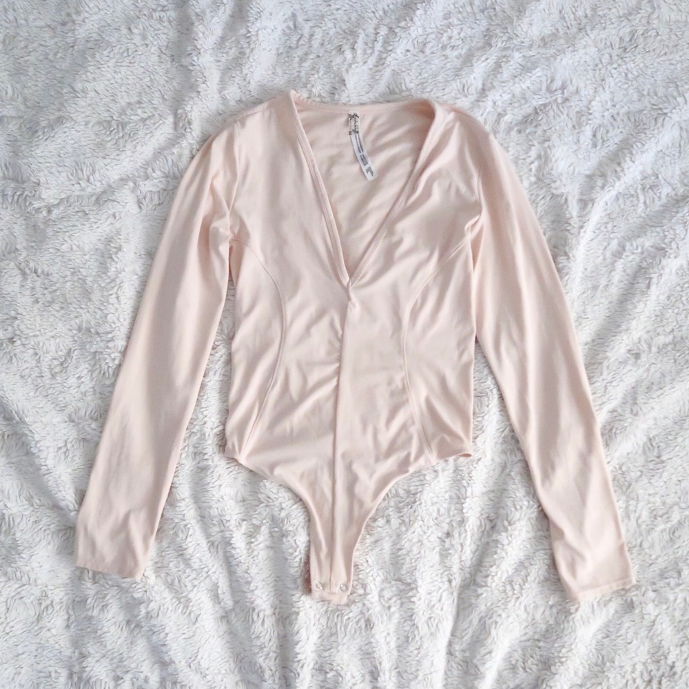 Free People Intimately Thong Bodysuit Blush Pink